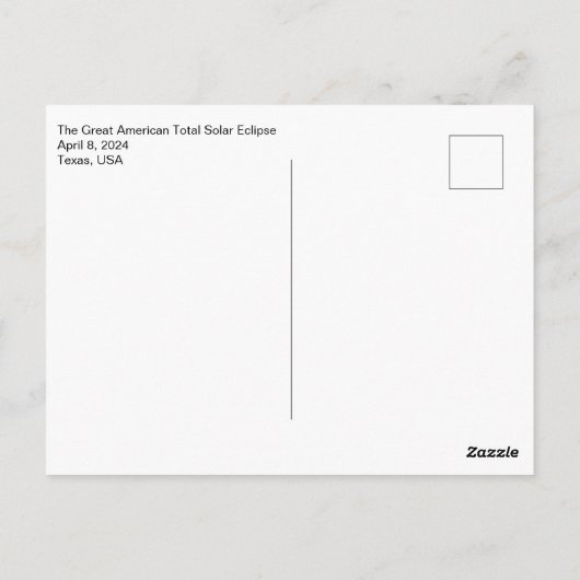 Carte Postale Eclipse Texas PERSONNALISABLE (Dos)