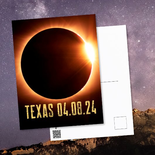 Carte Postale Éclipse totale Texas 2024 Éclipse solaire de total