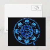 Carte Postale Éclipses Soleil Zodiac bleu clair modifié (Devant / Derrière)