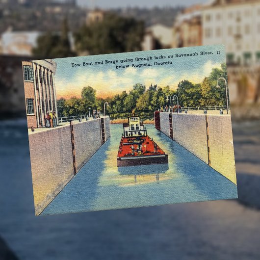 Carte Postale Écluse sur la rivière Savannah dans Augusta GA his