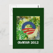 Carte Postale Eco Grunge Obama 2012 Conception des réélections (Devant / Derrière)