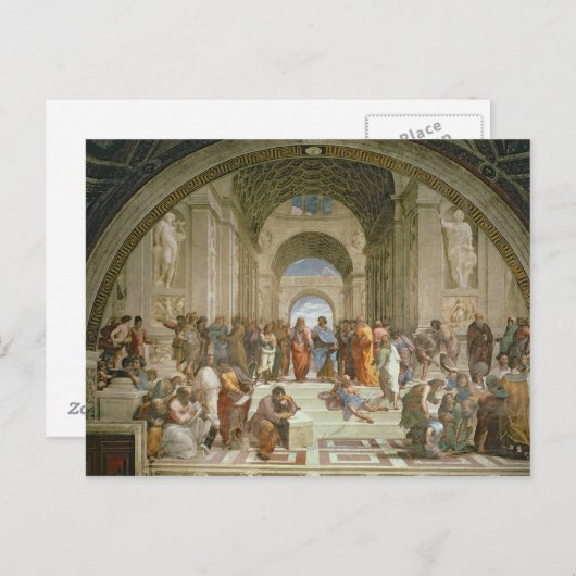 Carte Postale École d'Athènes, de Stanza della (Devant / Derrière)