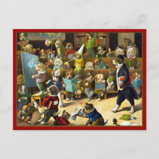 Carte postale : "École de chien" de Louis Wain