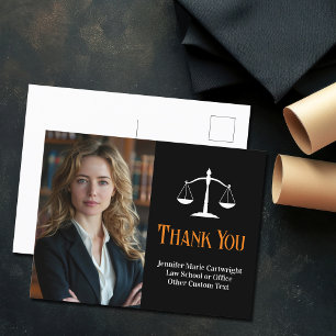 Carte Postale École de Droit Personnalisé Black Orange Avocat Me