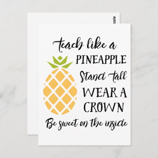 Carte Postale École d'été Appréciation de l'enseignant Ananas (Devant / Derrière)