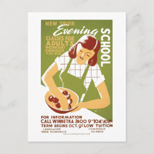 Carte Postale École du soir : Cours pour adultes