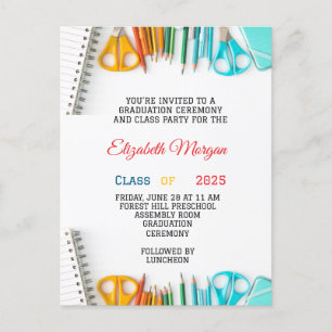 Carte Postale école maternelle moderne pour enfants de fin d'étu