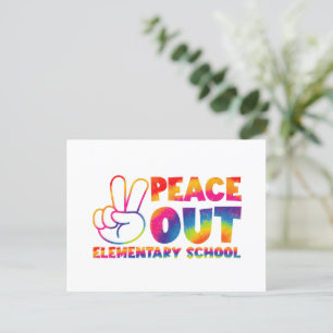 Carte Postale École primaire Peace Out Tie Dye Dernier jour