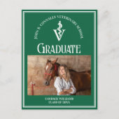 Carte Postale Ecole Vétérinaire Blanc Vert Diplôme de Photo (Devant)