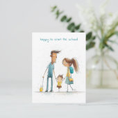 Carte Postale Écolière avec sa mère et son père (Debout devant)