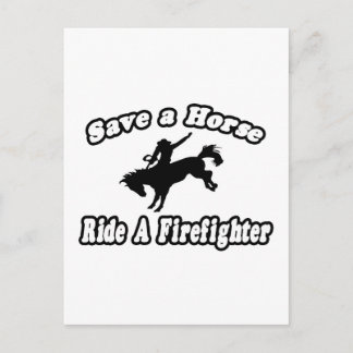 Carte Postale Économisez Cheval, Roulez Pompier
