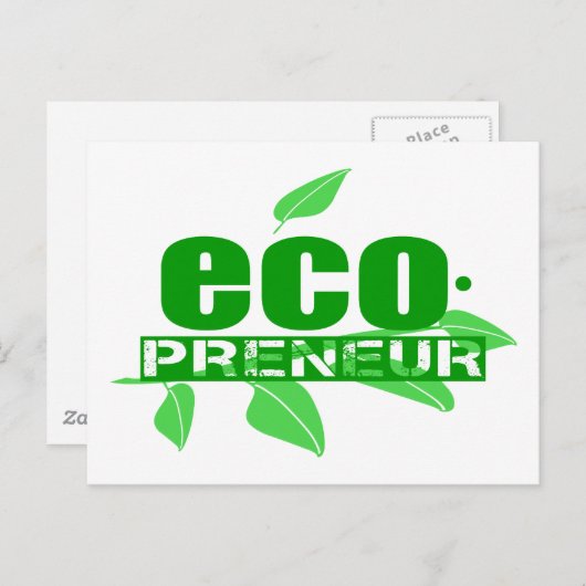Carte Postale Ecopreneur Avec Feuilles, Branche Et Hyphène Dot (Devant / Derrière)