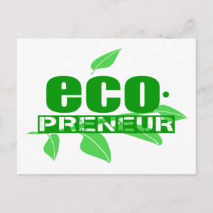 Carte Postale Ecopreneur Avec Feuilles, Branche Et Hyphène Dot