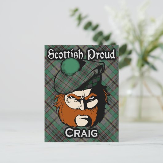 Carte postale écossaise Clan Craig Tartan (Debout devant)