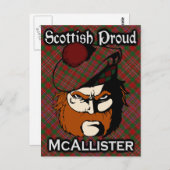 Carte postale écossaise Clan McAllister Tartan (Devant / Derrière)