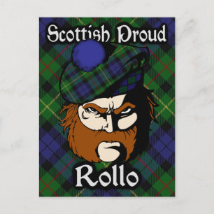 Carte postale écossaise Clan Rollo Tartan