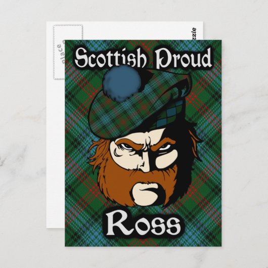 Carte postale écossaise Clan Ross Tartan (Devant / Derrière)