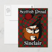 Carte postale écossaise Clan Sinclair Tartan (Devant / Derrière)