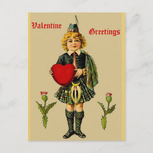 Carte postale écossaise vintage Valentine : Garçon