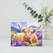 Carte postale écossaise Watercolor Highland (Debout devant)