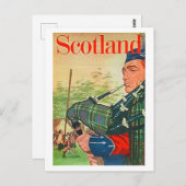 Carte Postale Ecosse, bagpier traditionnel, musique folklorique  (Devant / Derrière)