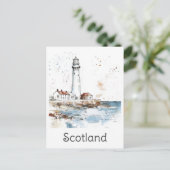 Carte Postale Ecosse Lighthouse Côte Aquarelle Voyage (Debout devant)