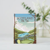 Carte Postale Écosse Par locomotive de train Affiche de voyage (Debout devant)