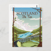 Carte Postale Écosse Par locomotive de train Affiche de voyage (Devant / Derrière)