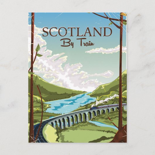 Carte Postale Écosse Par locomotive de train Affiche de voyage (Devant)