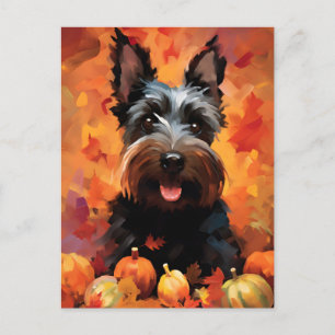 Carte Postale Ecosse Terrier Automne Thanksgiving