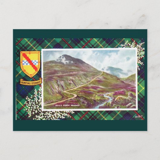 Carte Postale Ecosse vintage, Chasse Stewart, Braemar (Devant)