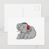 Carte Postale Écouteur de musique éléphant (Devant / Derrière)
