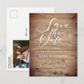 Carte Postale Écran de bois rustique élégant pour annoncer votre (Devant / Derrière)