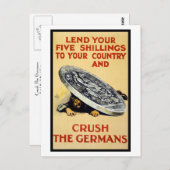 Carte Postale Écraser Les Allemands (Devant / Derrière)