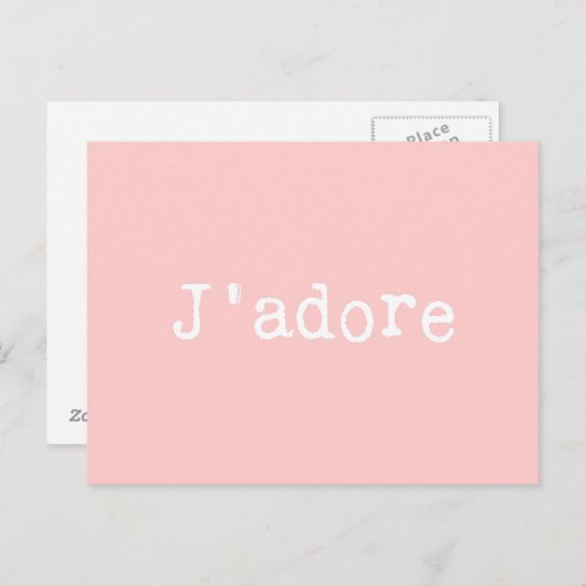 Carte Postale Écrite en rose et blanc J'adore (Devant / Derrière)