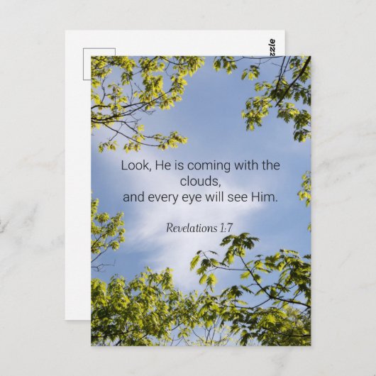 Carte Postale Écriture, Apocalypse 1:7, (Devant / Derrière)