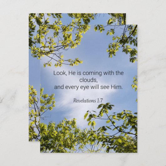 Carte Postale Écriture, Apocalypse 1:7, (Devant / Derrière)