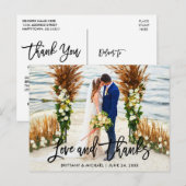 Carte Postale Écriture Brossée Moderne | Mariage Amour et Remerc (Devant / Derrière)