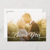 Carte Postale Écriture calligraphique de remerciement de mariage (Devant / Derrière)