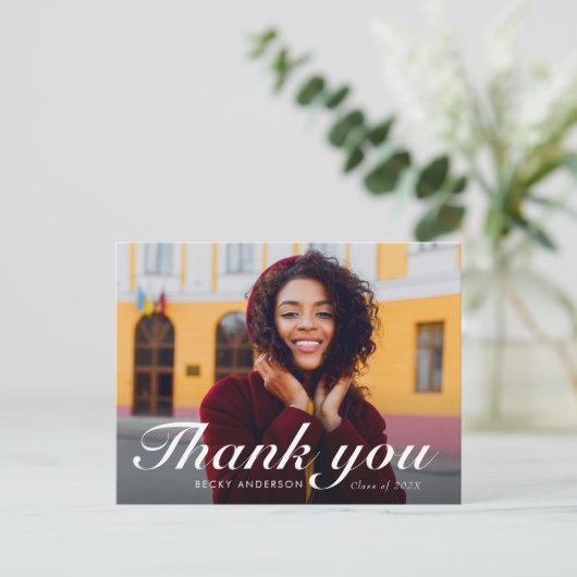 Carte Postale écriture calligraphique moderne merci diplôme (Debout devant)