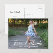 Carte Postale Écriture Calligraphique | Photo Remerciements de D (Devant / Derrière)