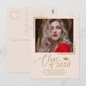 Carte Postale Écriture Chic Annonce de Diplômé Fête Paillettes O (Devant / Derrière)