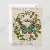 Carte Postale écriture chic papillon botanique du pays (Devant / Derrière)