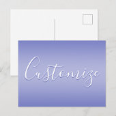 Carte Postale Écriture cursive éditable | Violet blanc et violet (Devant / Derrière)