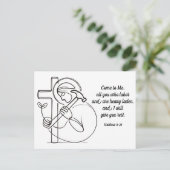 Carte Postale Écriture de Matthieu 11:28 Tous ceux qui travaille (Debout devant)