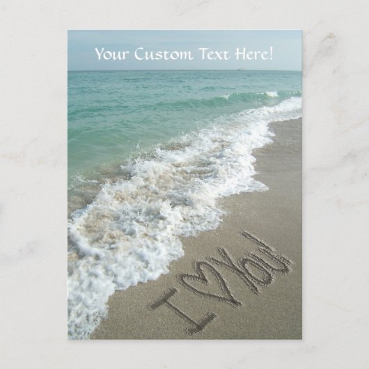 Carte Postale Ecriture de sable sur la plage, I Love You (Devant)