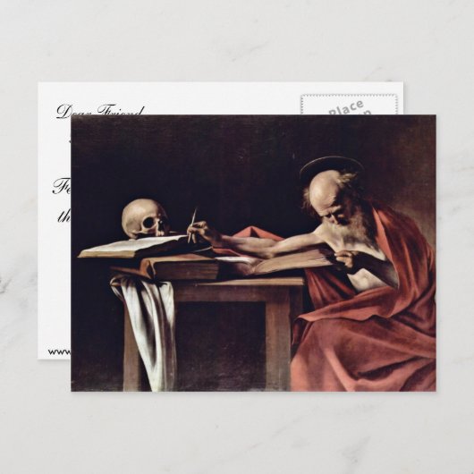 Carte Postale Ecriture De Saint Jérôme Par Michelangelo Merisi D (Devant / Derrière)