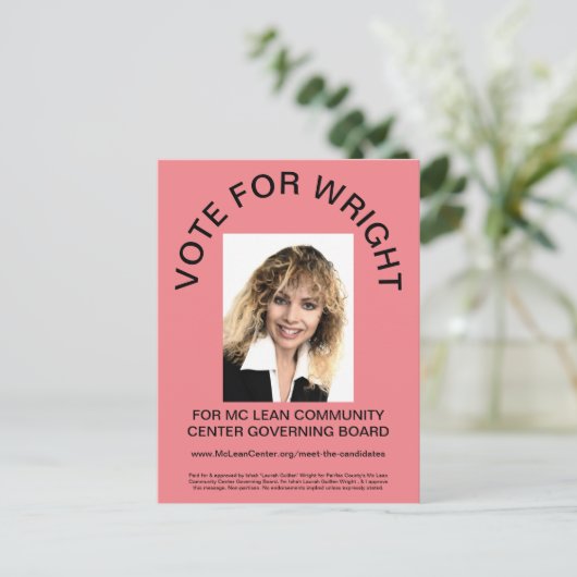 CARTE POSTALE ÉCRITURE DE VOTE (Debout devant)