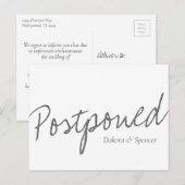 Carte Postale Écriture décontractée | Mariage reporté gris blanc (Devant / Derrière)