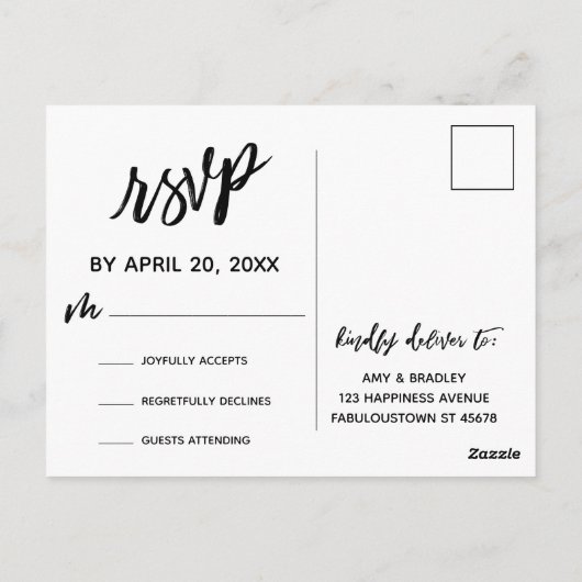 Carte Postale Écriture Décontractée moderne Sage Vert RSVP (Dos)